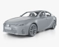 Lexus IS F-Sport with HQ interior 2024 3d model clay render