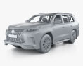 Lexus LX Sport Package US-spec avec Intérieur 2022 Modèle 3d clay render