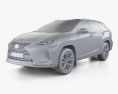 Lexus RX L hybrid US-spec 2022 3D-Modell clay render