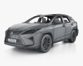 Lexus RX ハイブリッ インテリアと 2019 3Dモデル wire render