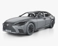 Lexus LS гибрид с детальным интерьером 2024 3D модель wire render