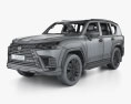 Lexus LX Luxury US-spec インテリアと 2024 3Dモデル wire render
