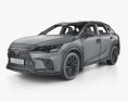 Lexus RX ハイブリッ F Sport US-spec インテリアと 2024 3Dモデル wire render