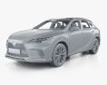 Lexus RX гибрид F Sport US-spec с детальным интерьером 2024 3D модель clay render