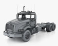 Mack Granite Chassis Truck 3-axle with HQ interior RHD 2002 3d model wire render