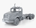 Mack Granite Chassis Truck 3-axle with HQ interior RHD 2002 3d model clay render