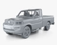 Mahindra Pik Up Einzelkabine mit Innenraum und Motor 2021 3D-Modell clay render