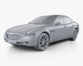 Maserati Quattroporte mit Innenraum 2008 3D-Modell clay render