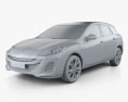 Mazda 3 hatchback 2012 3d model clay render