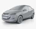 Mazda 2 세단 2014 3D 모델  clay render