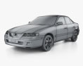 Mazda 626 (GF) 세단 2000 3D 모델  wire render