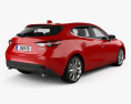 Mazda 3 해치백 인테리어 가 있는 2016 3D 모델  back view