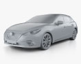 Mazda 3 Fließheck mit Innenraum 2016 3D-Modell clay render