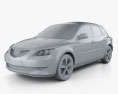 Mazda 3 hatchback 2014 3d model clay render