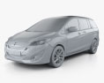 Mazda 5 avec Intérieur 2015 Modèle 3d clay render
