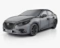 Mazda 3 sedan with HQ interior 2016 3d model wire render