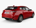 Mazda 3 (BM) 해치백 인테리어 가 있는 2020 3D 모델  back view