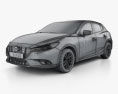 Mazda 3 (BM) Fließheck mit Innenraum 2020 3D-Modell wire render