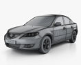 Mazda 3 轿车 2009 3D模型 wire render