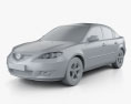 Mazda 3 sedan 2009 3D-Modell clay render