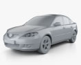 Mazda 3 sedan with HQ interior 2009 3d model clay render