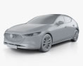 Mazda 3 Fließheck 2023 3D-Modell clay render