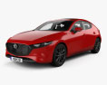 Mazda 3 Хэтчбек с детальным интерьером и двигателем 2023 3D модель