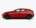 Mazda 3 해치백 인테리어 가 있는 와 엔진이 2023 3D 모델  side view