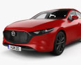 Mazda 3 Хэтчбек с детальным интерьером и двигателем 2023 3D модель