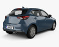 Mazda 2 해치백 2022 3D 모델  back view