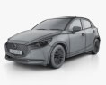 Mazda 2 Fließheck 2022 3D-Modell wire render