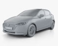 Mazda 2 hatchback 2022 3d model clay render