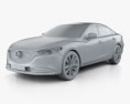 Mazda 6 sedan mit Innenraum 2021 3D-Modell clay render