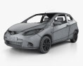 Mazda 2 трьохдверний з детальним інтер'єром 2013 3D модель wire render