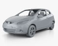 Mazda 2 3-Türer mit Innenraum 2013 3D-Modell clay render