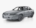 Mazda 626 세단 인테리어 가 있는 2002 3D 모델  wire render