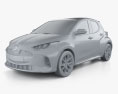 Mazda 2 гибрид 2023 3D модель clay render