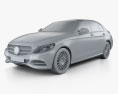 Mercedes-Benz Clase C (W205) Sedán con interior 2017 Modelo 3D clay render