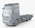 Mercedes-Benz Actros 섀시 트럭 3축 2022 3D 모델  clay render