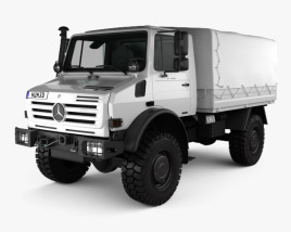 Mercedes-Benz Unimog U4000 Flatbed Canopy Truck 2003 3D模型