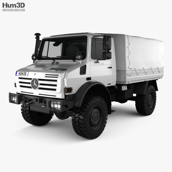 Mercedes-Benz Unimog U4000 Flatbed Canopy Truck 2000 3D model
