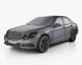 Mercedes-Benz E 클래스 세단 인테리어 가 있는 2012 3D 모델  wire render