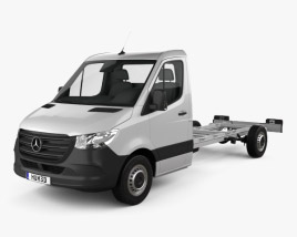 3D model of Mercedes-Benz Sprinter (W907) Single Cab Chassis L3 2022