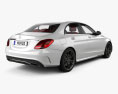 Mercedes-Benz C-class AMG-line sedan with HQ interior 2021 3d model back view