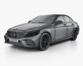Mercedes-Benz C-Klasse AMG-line sedan mit Innenraum 2021 3D-Modell wire render