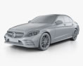 Mercedes-Benz Cクラス AMG-line セダン インテリアと 2021 3Dモデル clay render