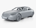 Mercedes-Benz S-клас LWB з детальним інтер'єром 2024 3D модель clay render