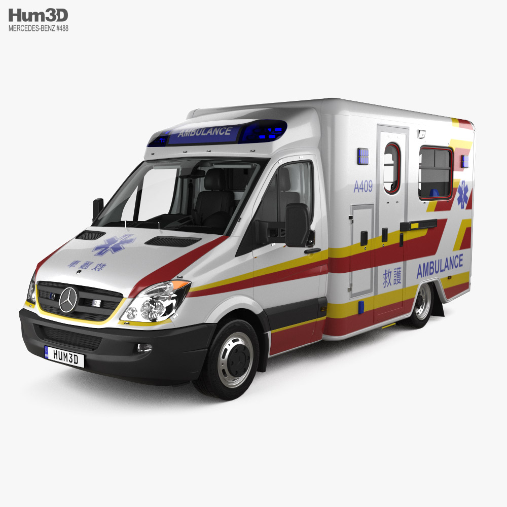 Mercedes-Benz Sprinter Ambulance with HQ interior 2014 3D model