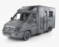 Mercedes-Benz Sprinter Ambulanz mit Innenraum 2014 3D-Modell wire render