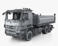 Mercedes-Benz Actros Tipper Truck 3-axle with HQ interior 2008 3d model wire render